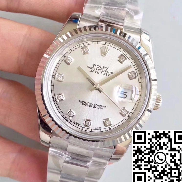 Silver 41MM Rolex EW II Factory Dial 116334-0009 Datejust 0113